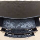 Louis XV style baroque effect chest of drawers in lacquered black color – Completely revamped