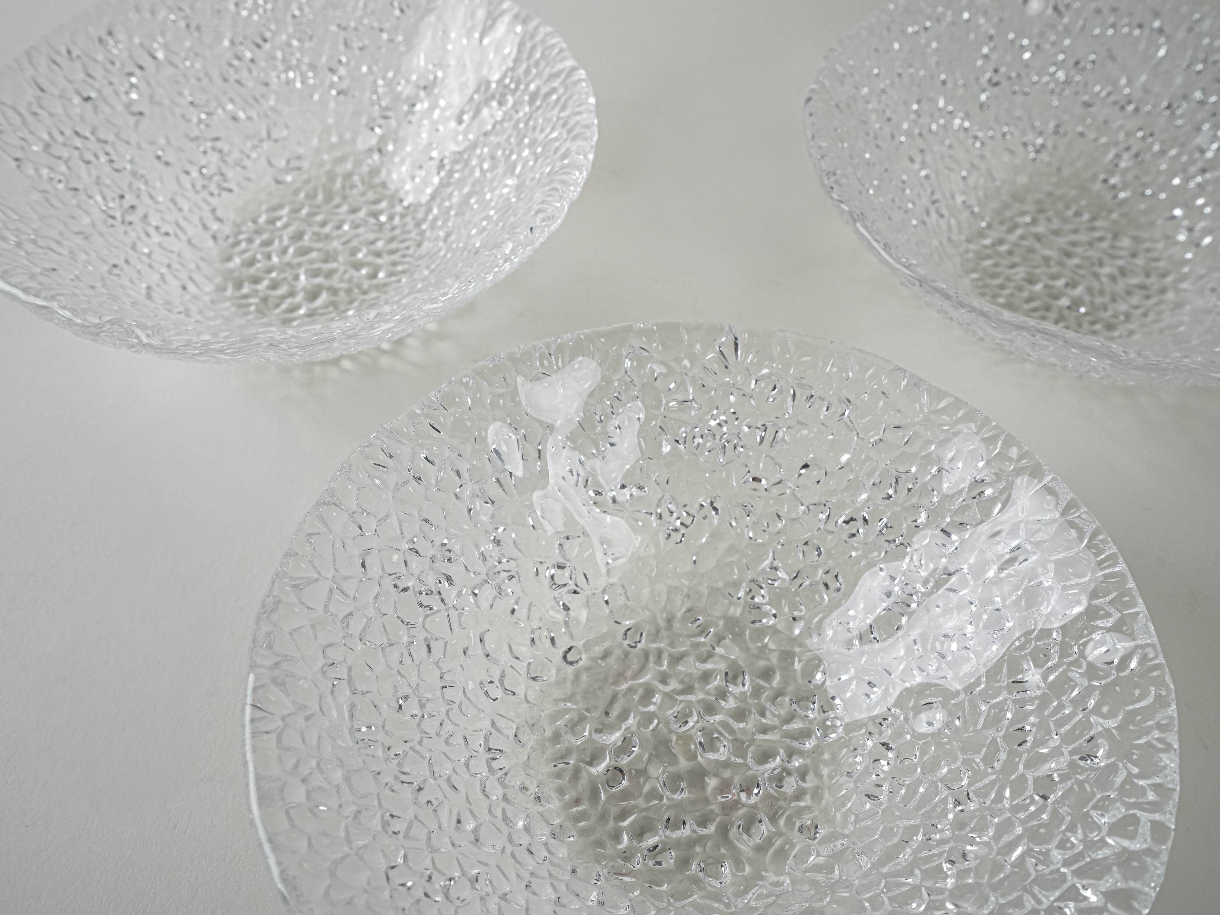 Set of glass bowls, Italian design, 1970s, production: Italy