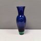 Holmegaard Harlequin Glass vase in blue with thick green base. Designed by Anja Kjær in 1994.