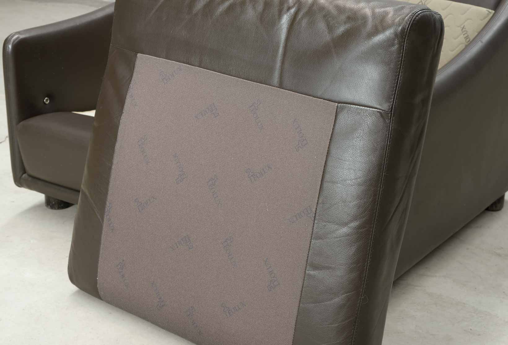 Comfortable Leolux Seal Brown Leather Two-Seater Sofa. The Netherlands, 70s