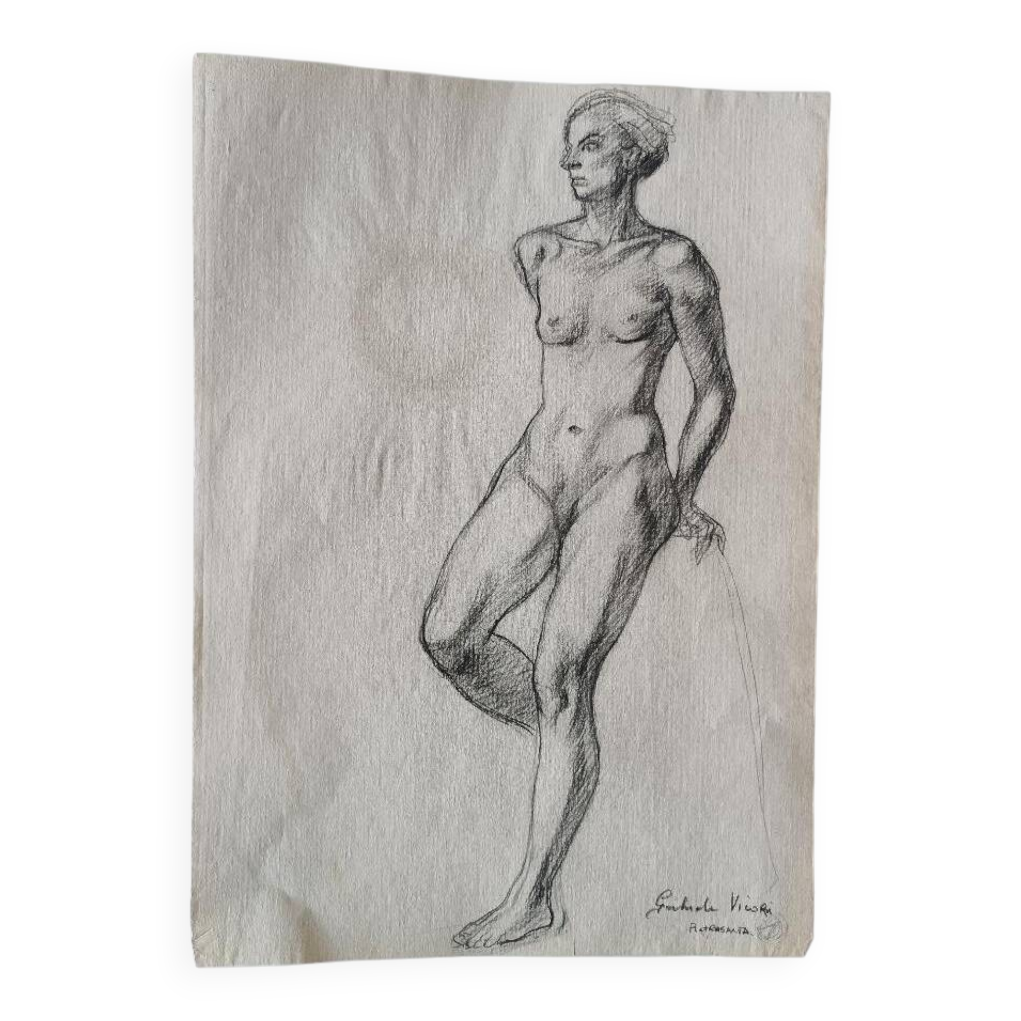 Pencil drawing on paper, sketch of a female nude - Gabriele Vicari
