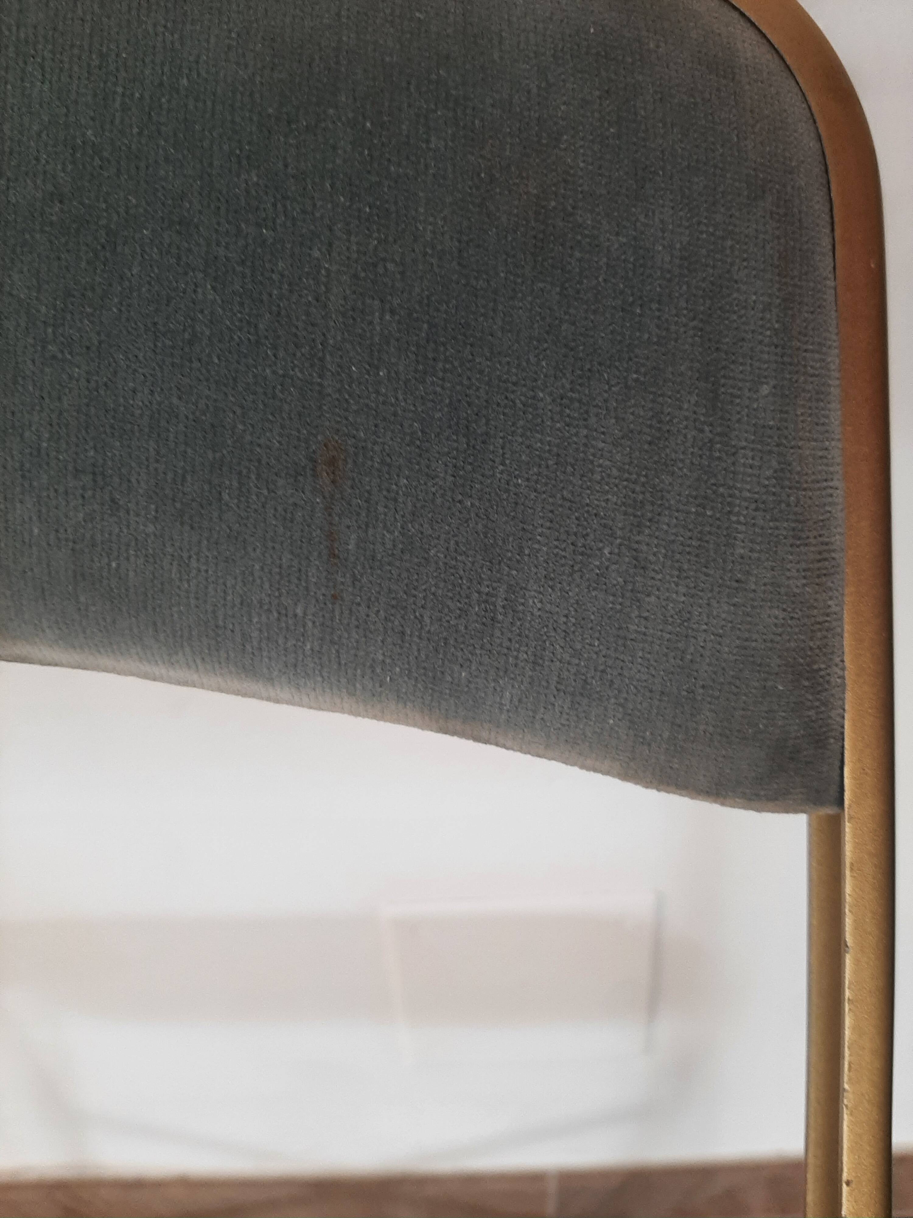 Lot de 4 chaises  pliantes - dossier et assise vert d'eau - structure métal doré -Chaisor