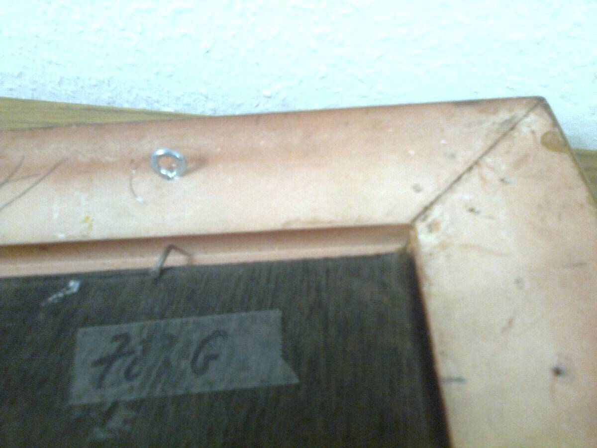 Painting on wood, gilded carved frame, image: blue birds / birches in winter