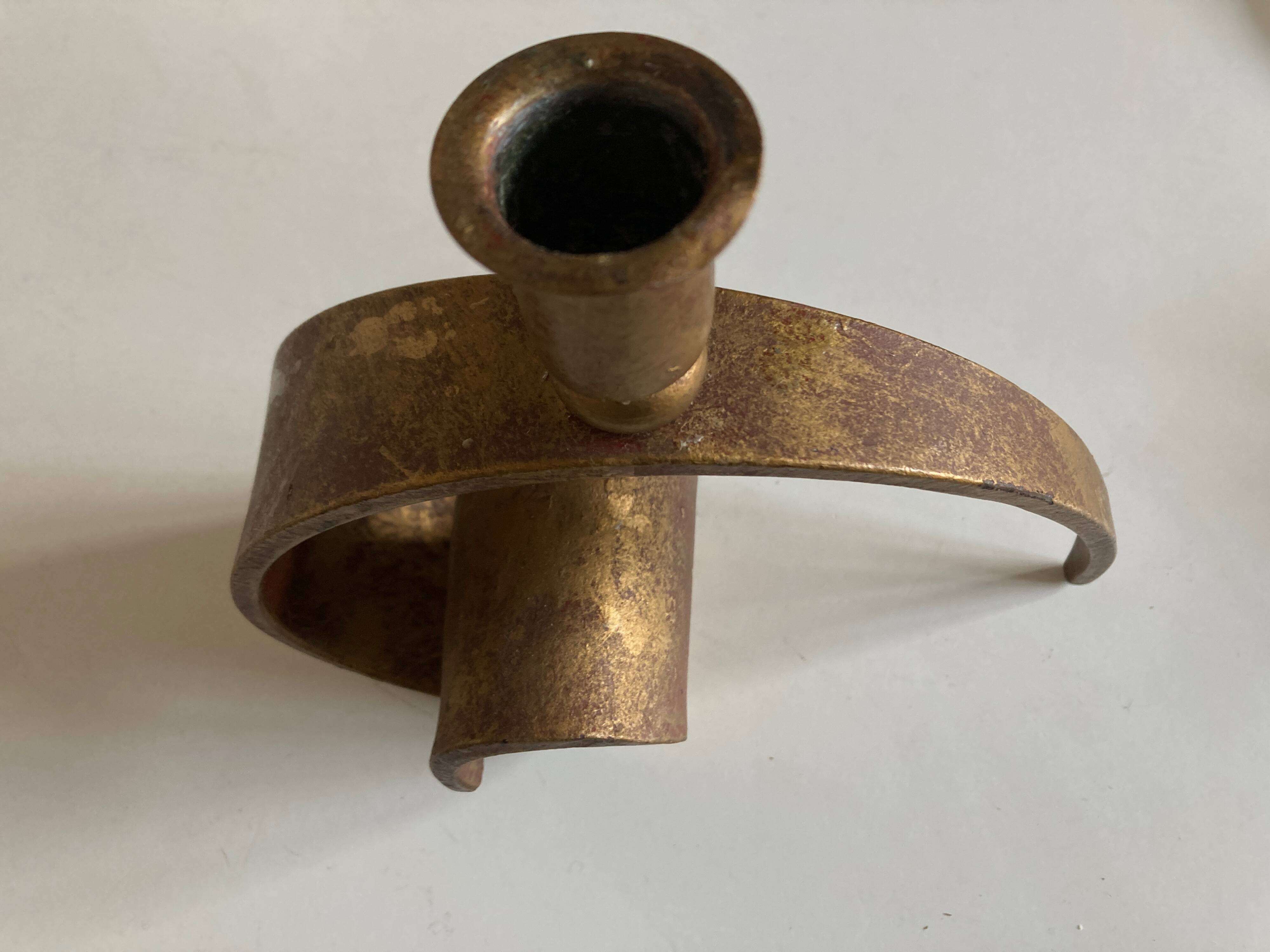 Battered iron candle holder Italian work 1970