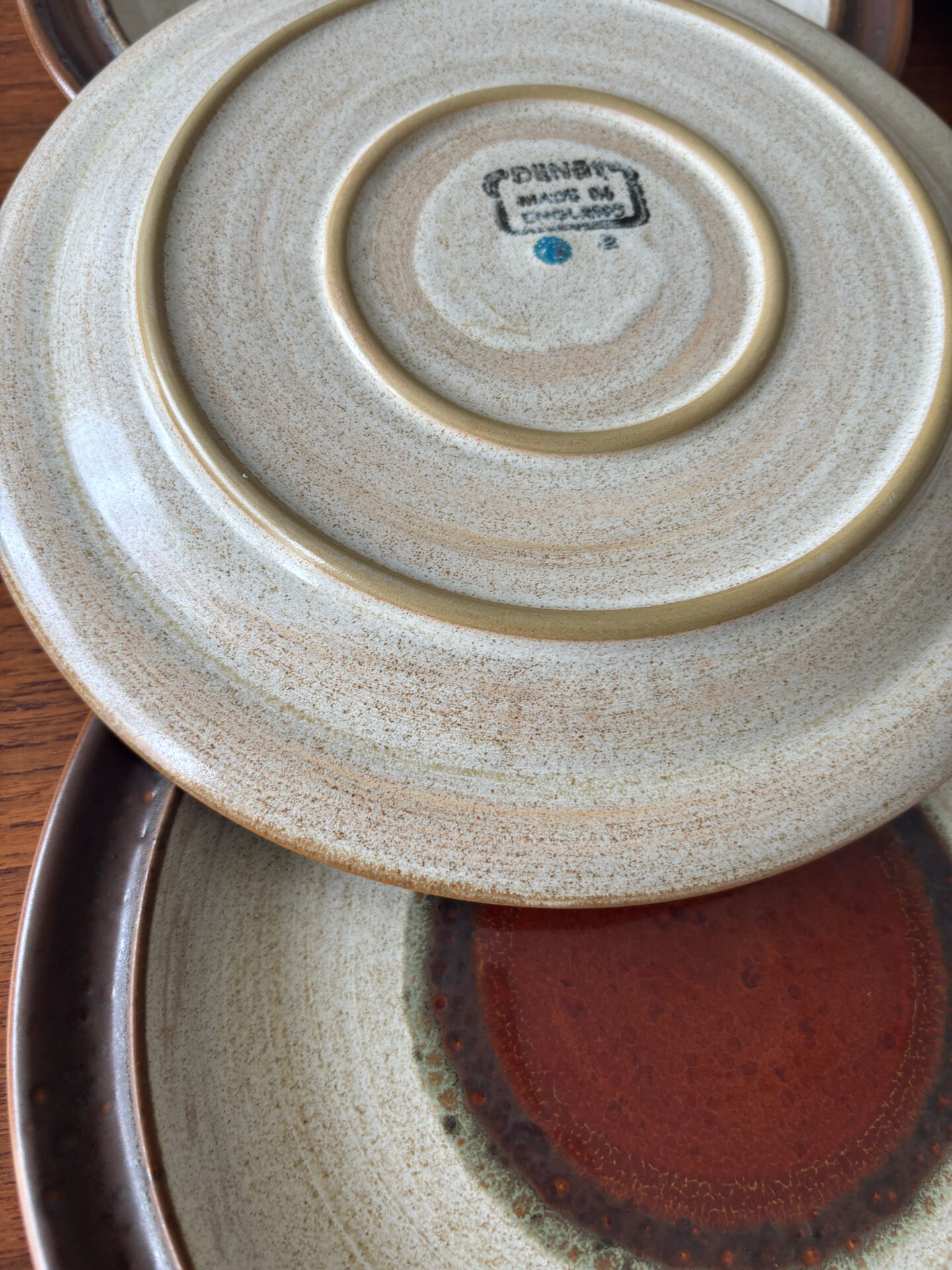Lot of 6 vintage Denby England dessert plates – Brown glazed stoneware and