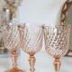 Set of 5 vintage Arcoroc Rosaline foot glasses