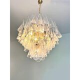 Venetian Transparent “Rondini” Murano Glass Gold Chandelier