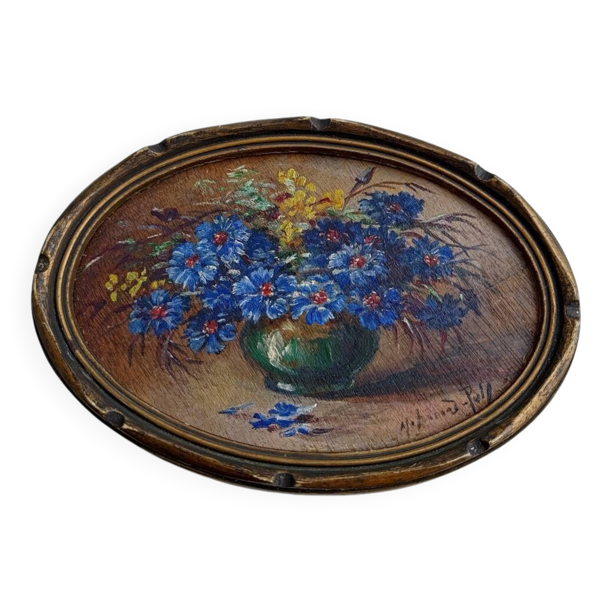 Bouquet painting on hardboard