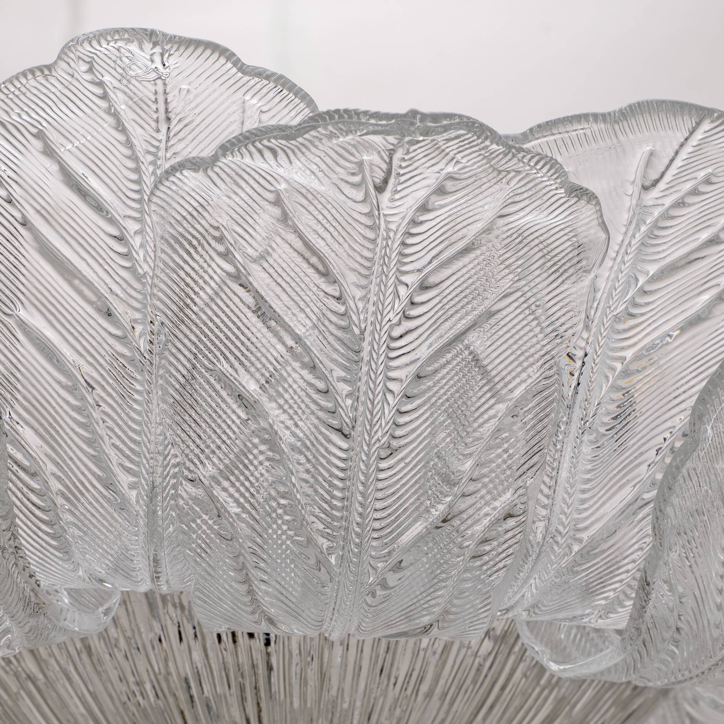 Large Italian Murano Glass Leaf Flush Mount Ceiling Light