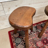 Pair of vintage brutalist tripod stools 50/60