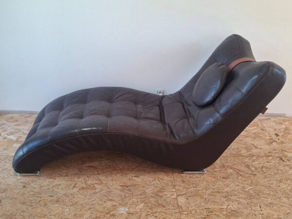 Meridienne, chaise longue en cuir Contempo Italie