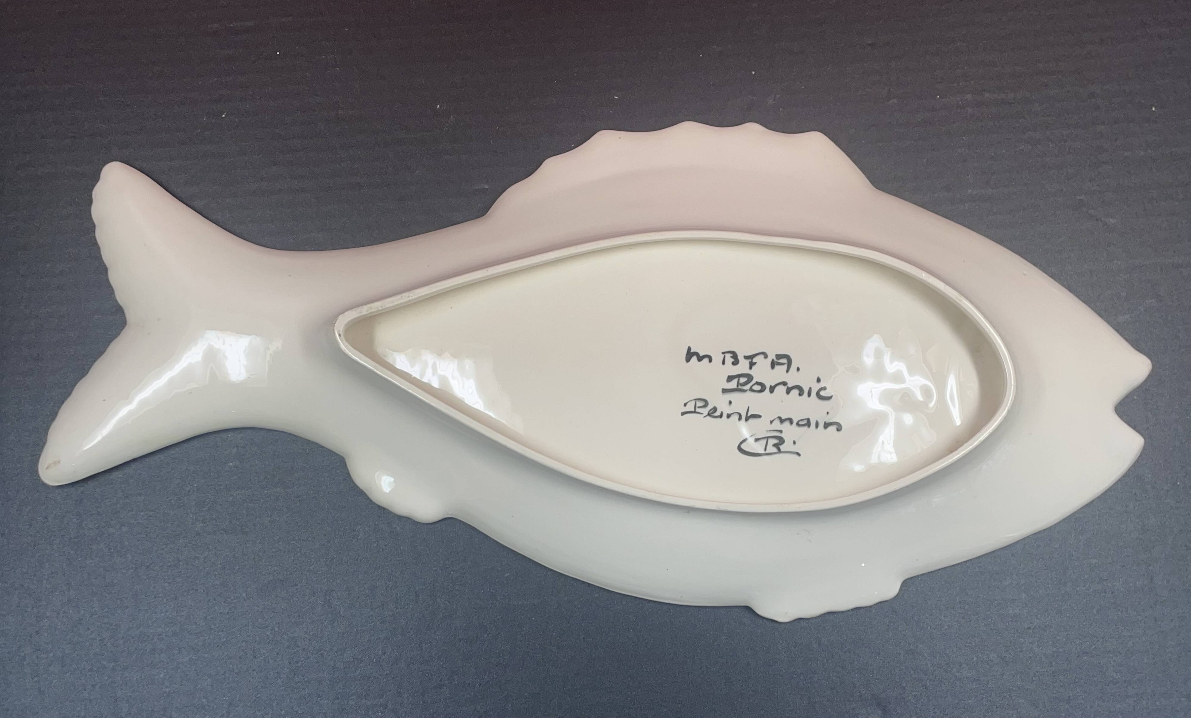 Large fish dish Faience de Pornic MBFA