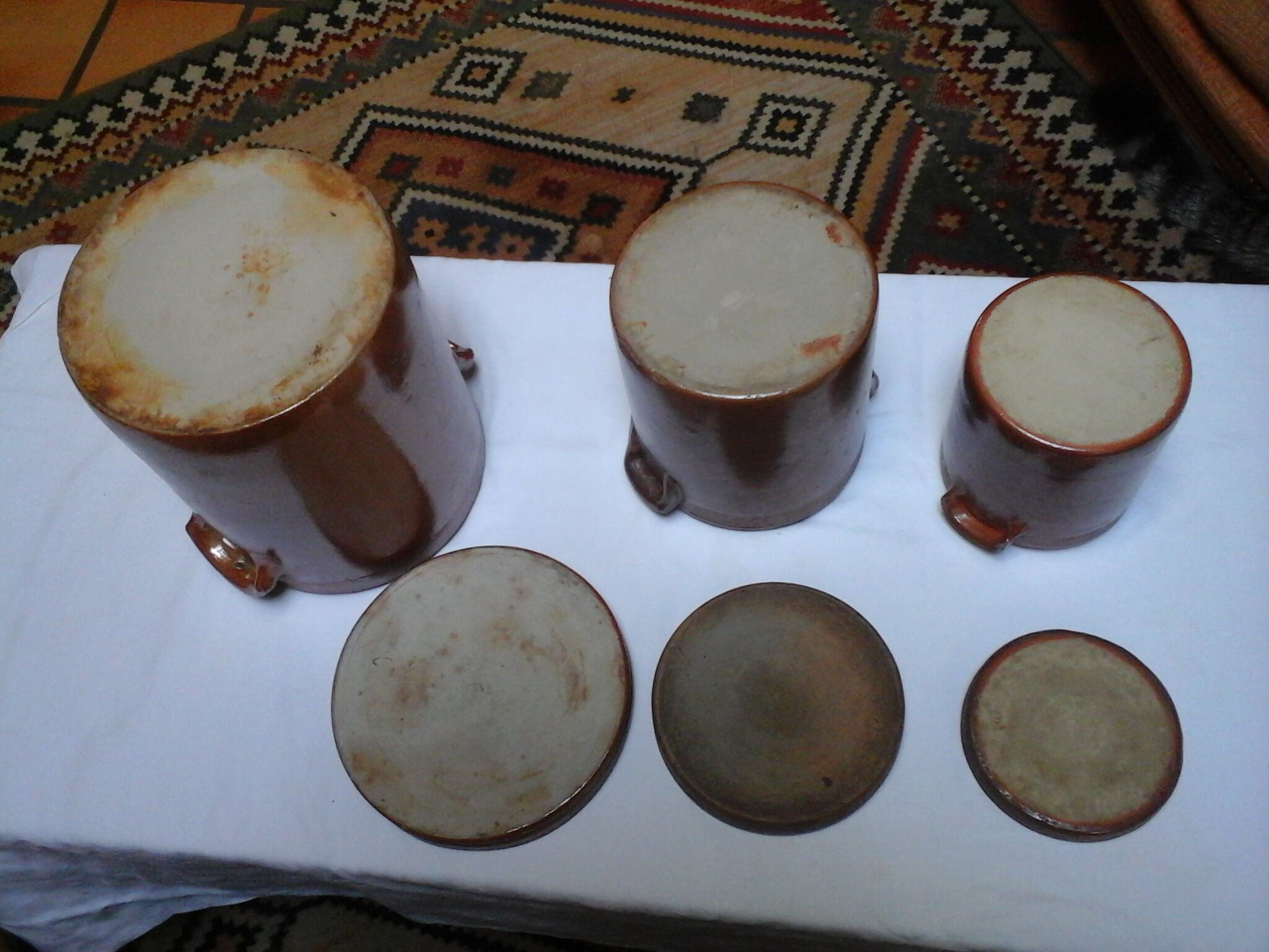 Série de 3 pots en grès