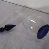 Carafe a liqueur verre taillé transparent et bleu cobalt