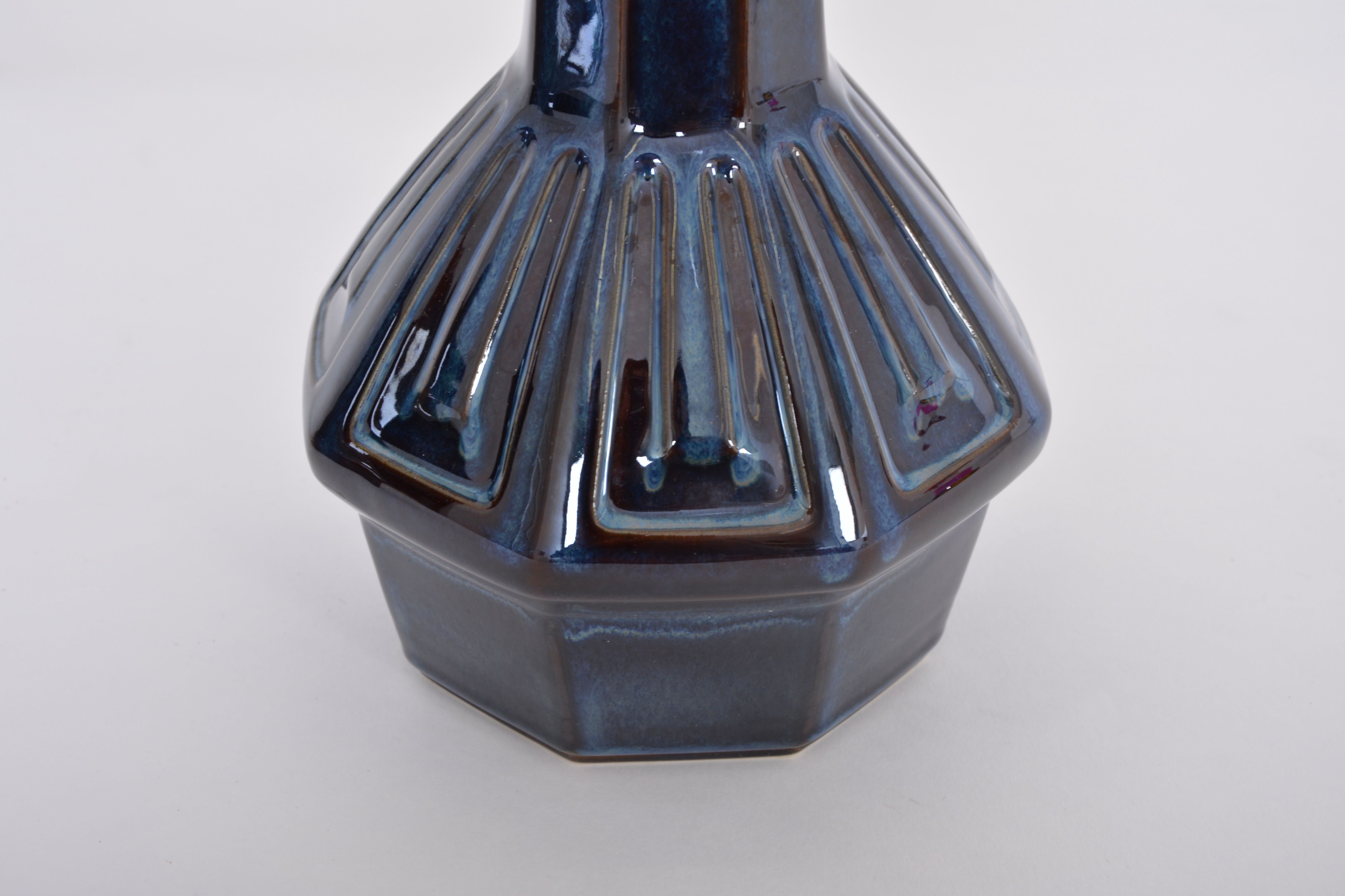 Pair of blue mid-century table lamps model 1055 by Einar Johansen for Soholm