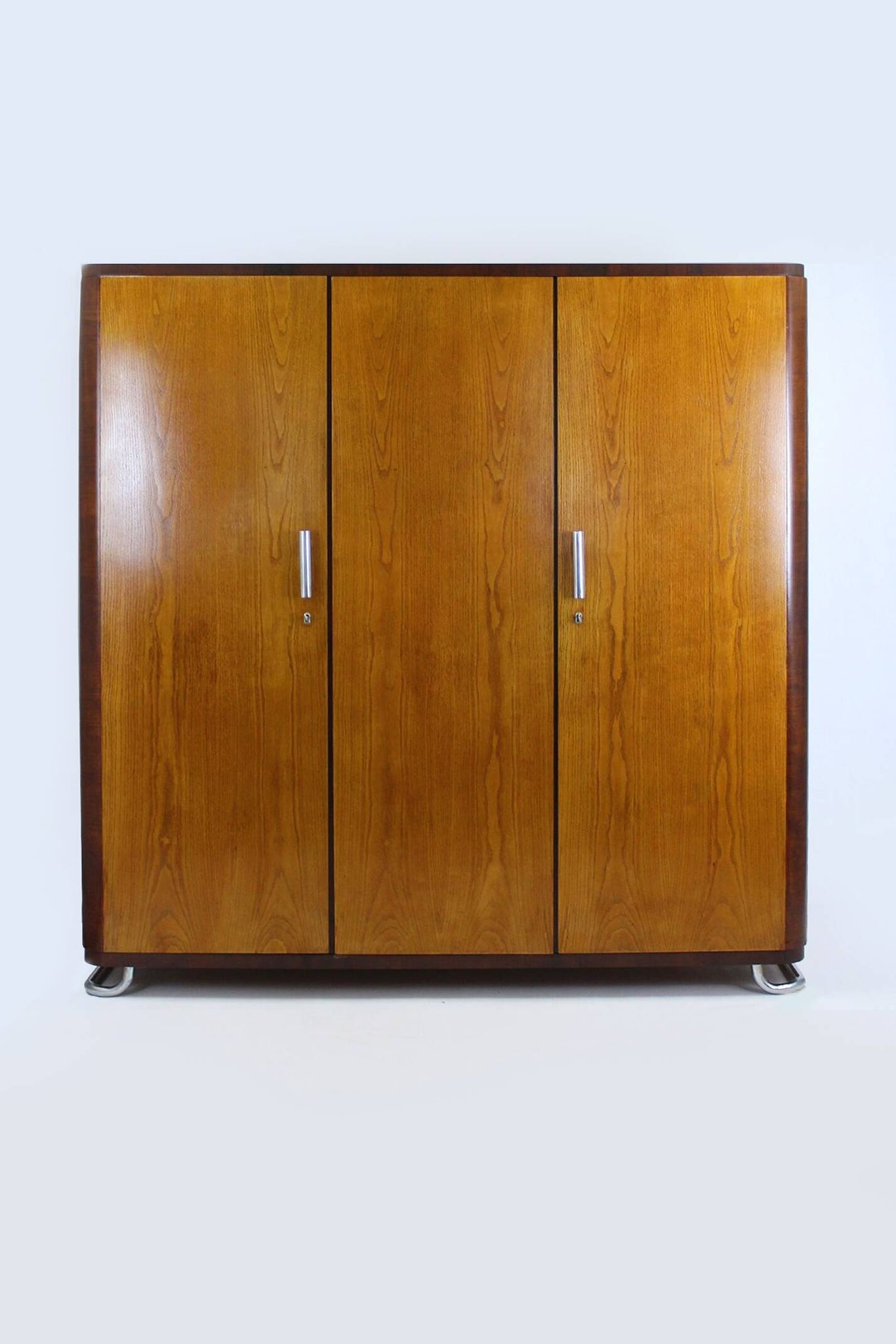 Vintage Bauhaus Chromed Tubular Steel Wardrobe by Hynek Gottwald, 1930s