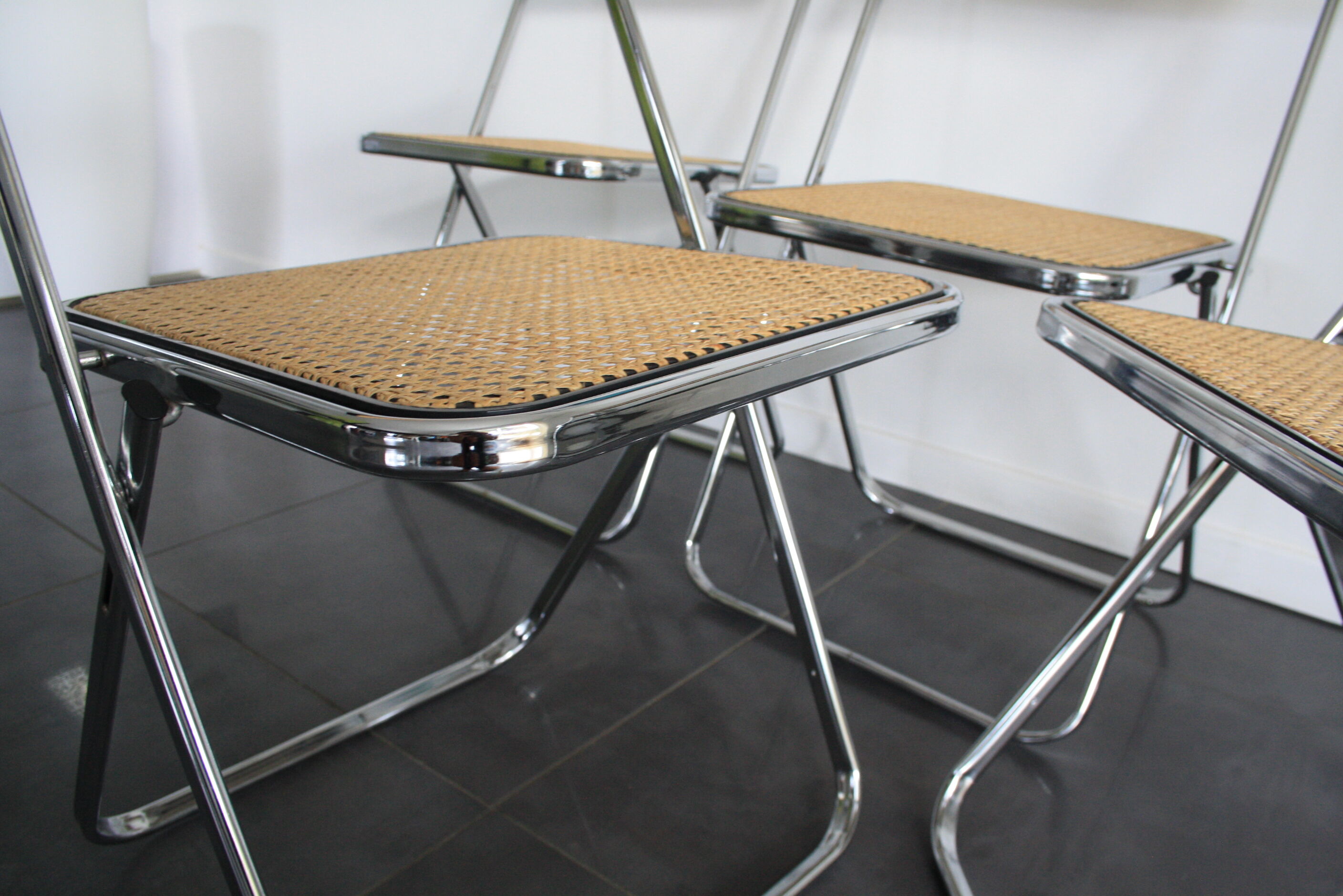 Set of 4 folding cane chairs