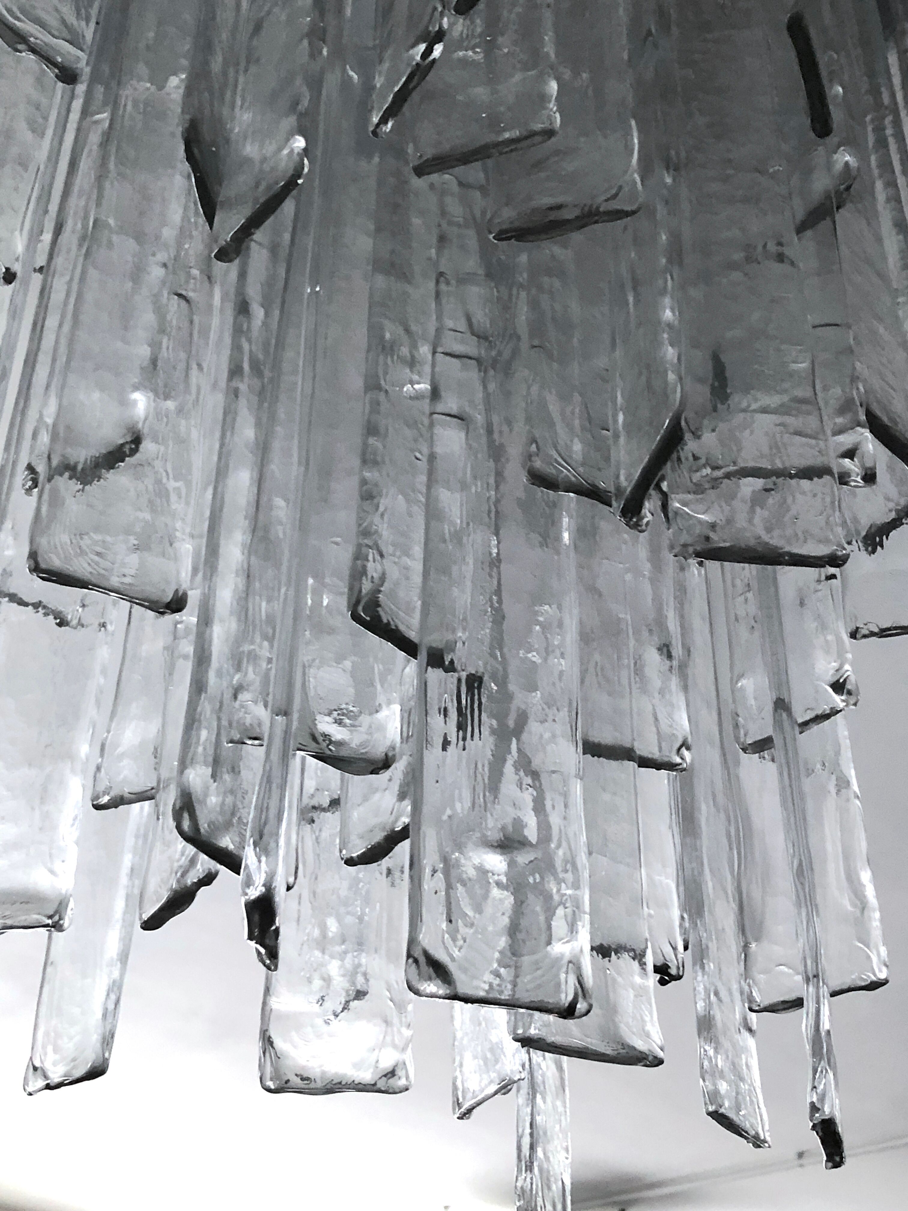 Mazzega, xl vintage clear murano glass elements chandelier from 70s