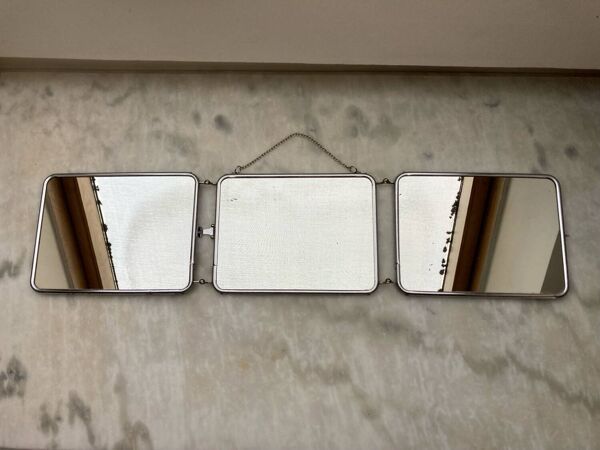 Miroir barbier triptyque vintage horizontal