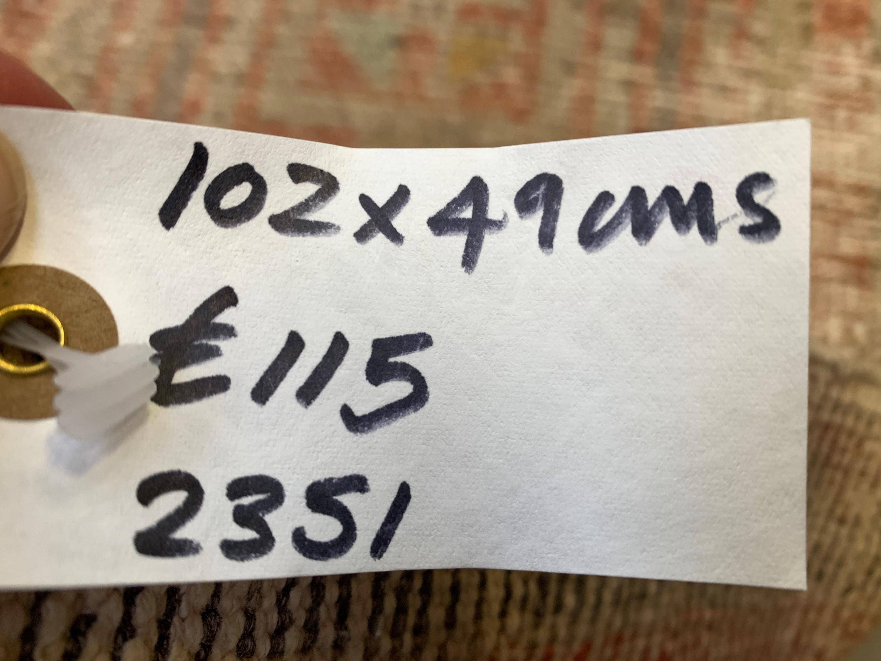 Small Vintage Turkish Rug 102x49 cm, Short Runner, Tribal, Shabby, Mini Carpet