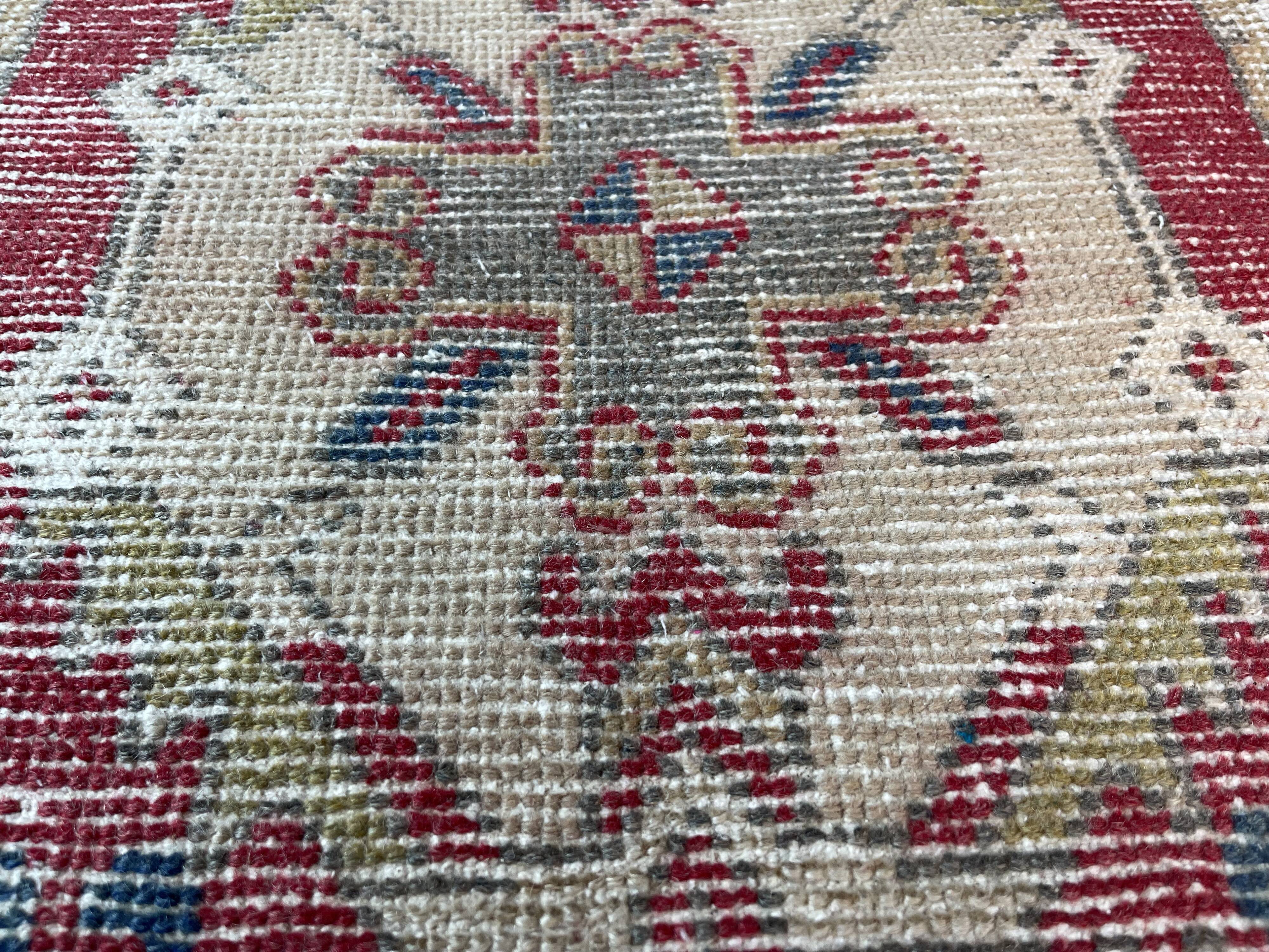Vintage turkish pastel mini rug 93 x 52 cm