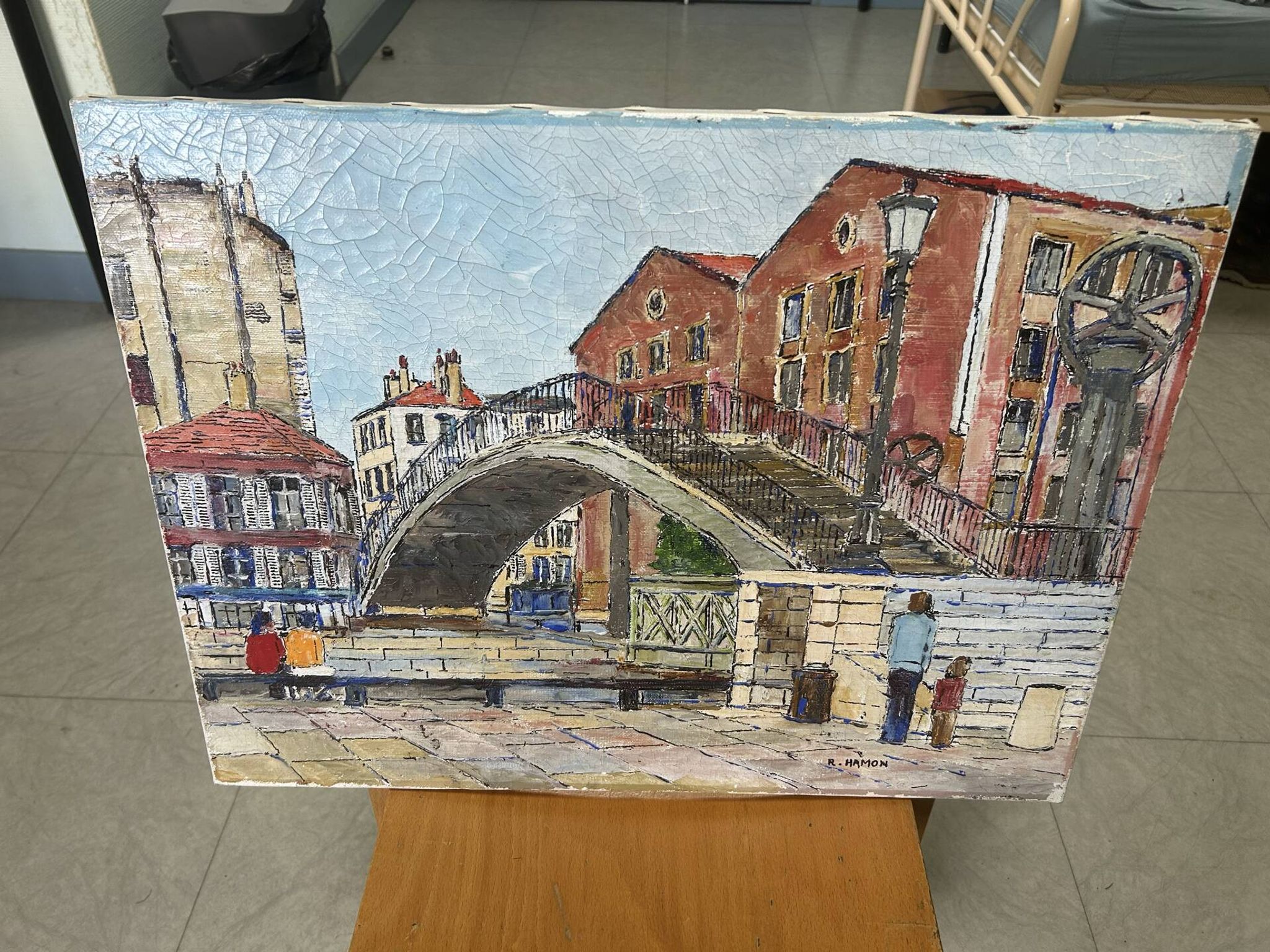 Peinture pont levant de la rue de Crimée à Paris, Roland Hamon