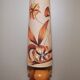 Vintage glazed stoneware lamp with hand-painted lampshade