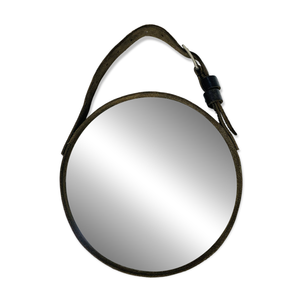 Miroir cerclage cuir artisanal — Beyit