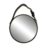 Miroir cerclage cuir artisanal