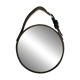 Mirror with handmade leather strapping