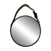 Mirror with handmade leather strapping