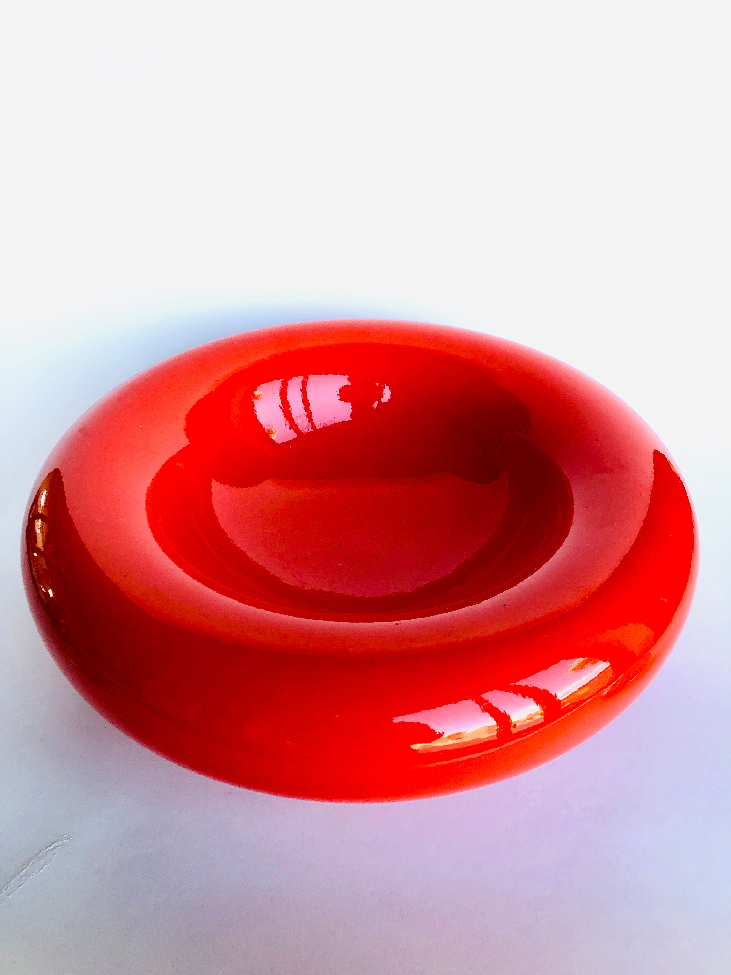 Round dish space age - vintage - orange