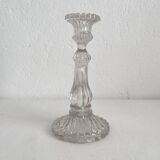 Antique baluster-shaped molded glass candlestick holder