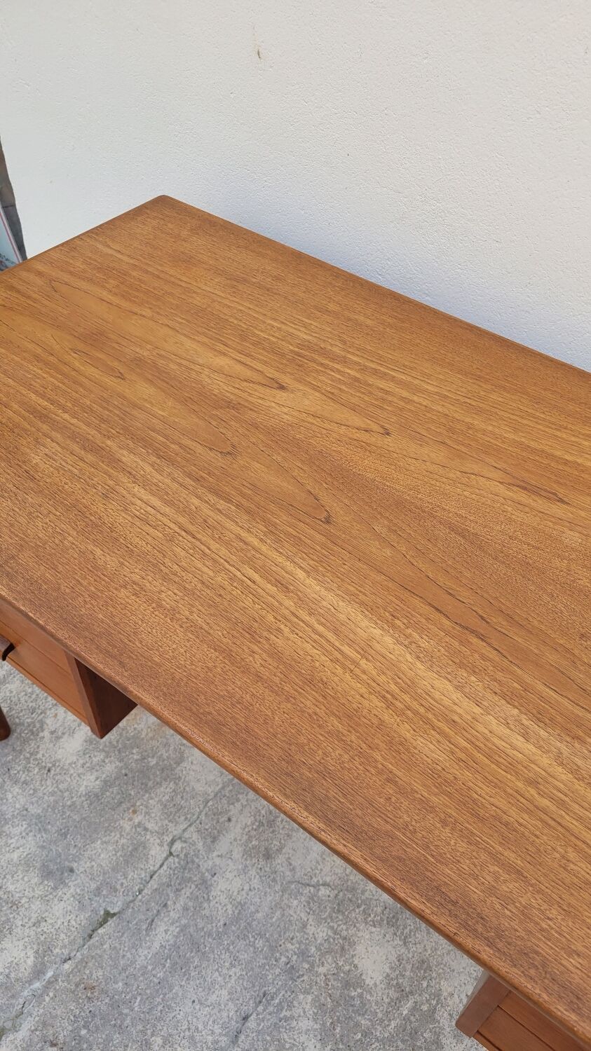 Danish Scandinavian desk in vintage teak 5 drawers, 1950s