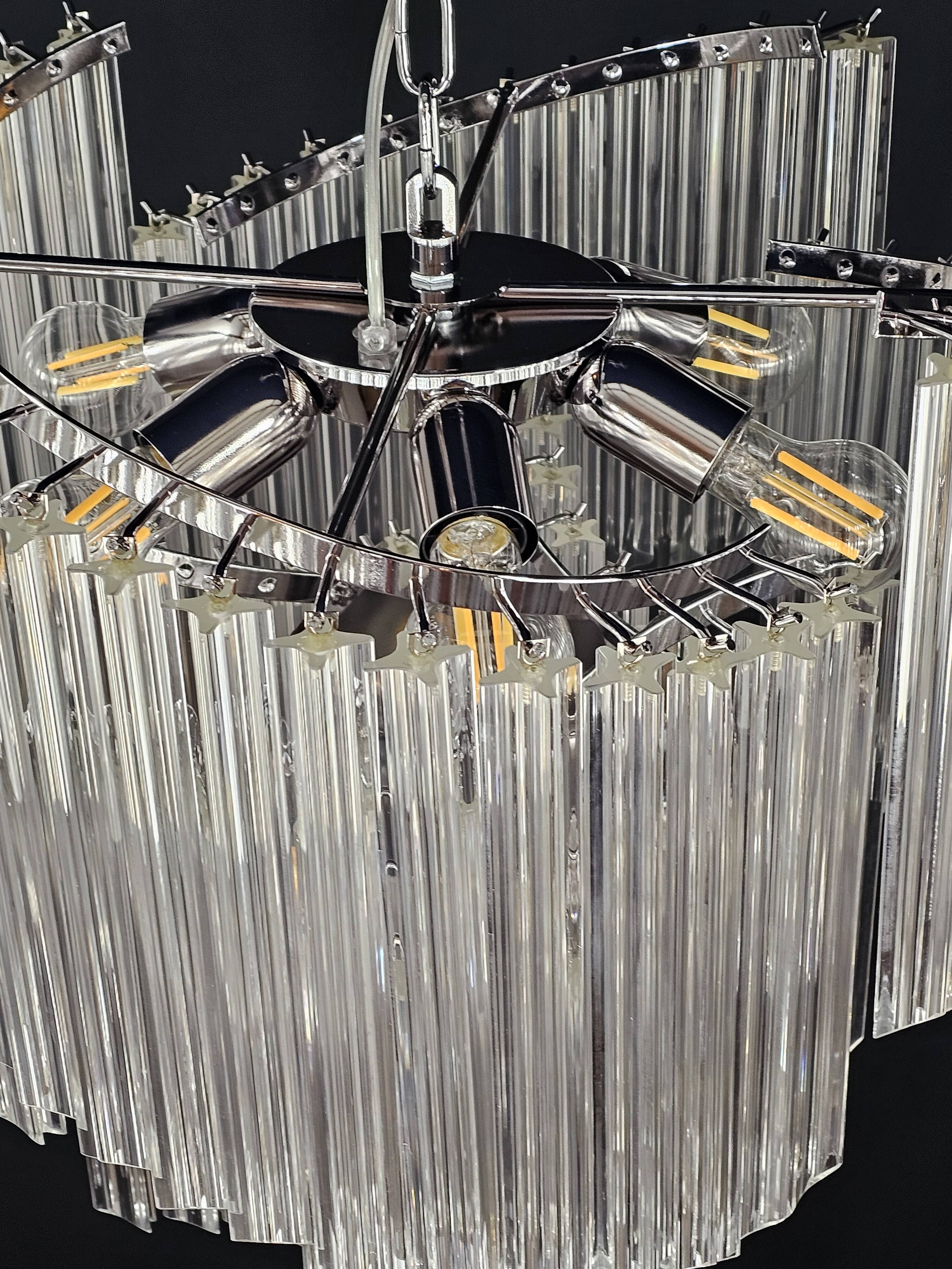 Chandelier with Murano glass quadrilateral prisms, handmade.