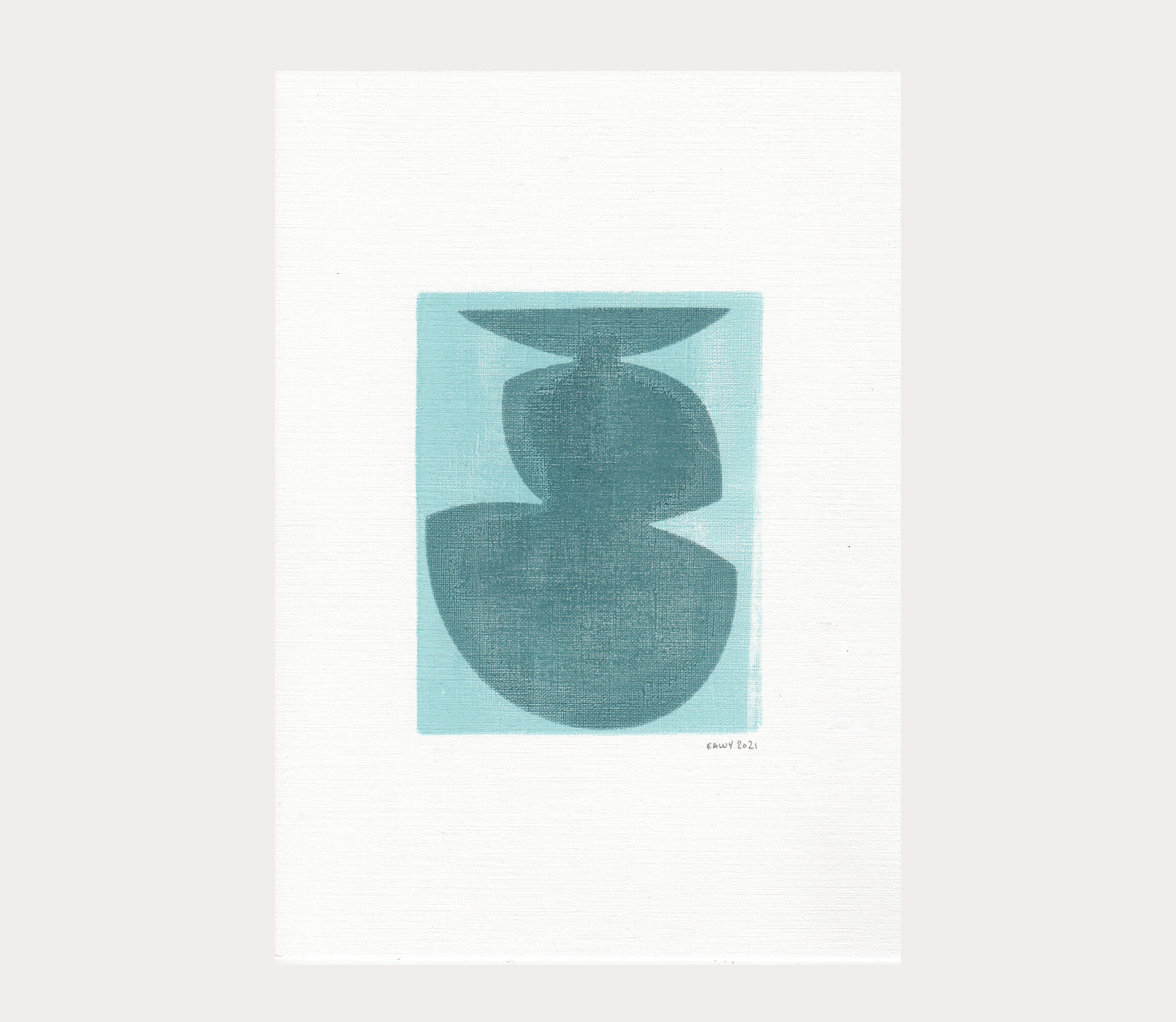 Painting on paper • turquoise blue m720 • signed eawy