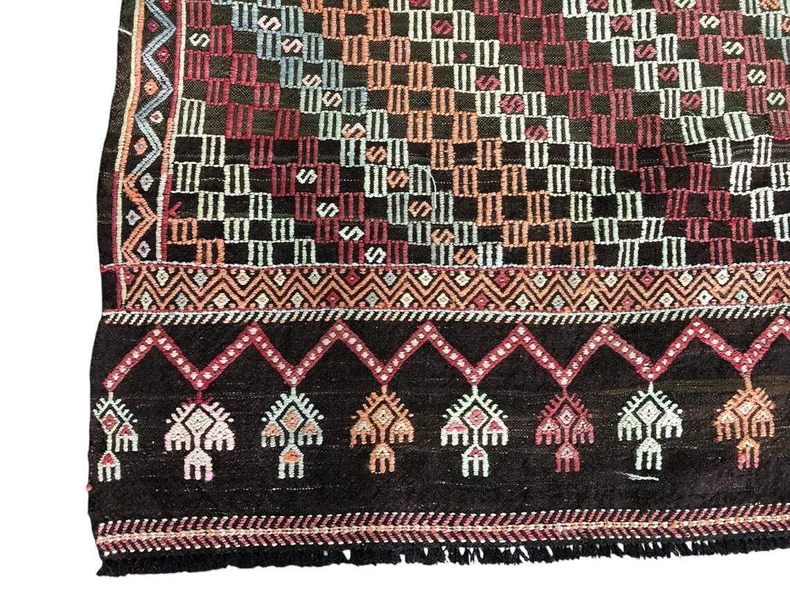 Geometric Handwoven Bohemian Kilim Rug