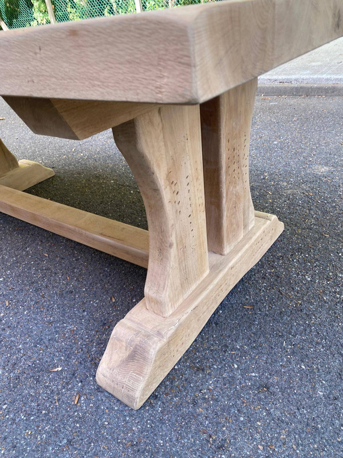 Large extendable monastery table stripped in raw solid oak 200 cm
