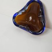 Cendrier Murano verre bullé orange bleu et transparent 1960