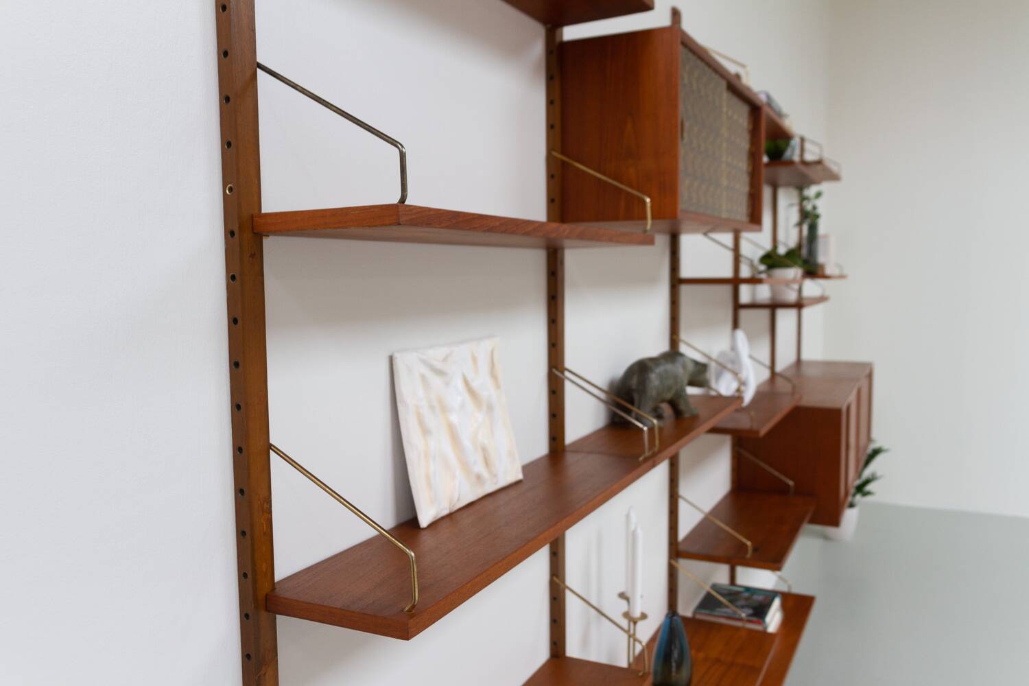 Danish Modern 5-Bay Modular Teak Wall Unit by Poul Cadovius for Cado, 1950s