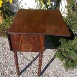 Antique victorian table, mahogany drop-leaf worktable, side table, circa 1880