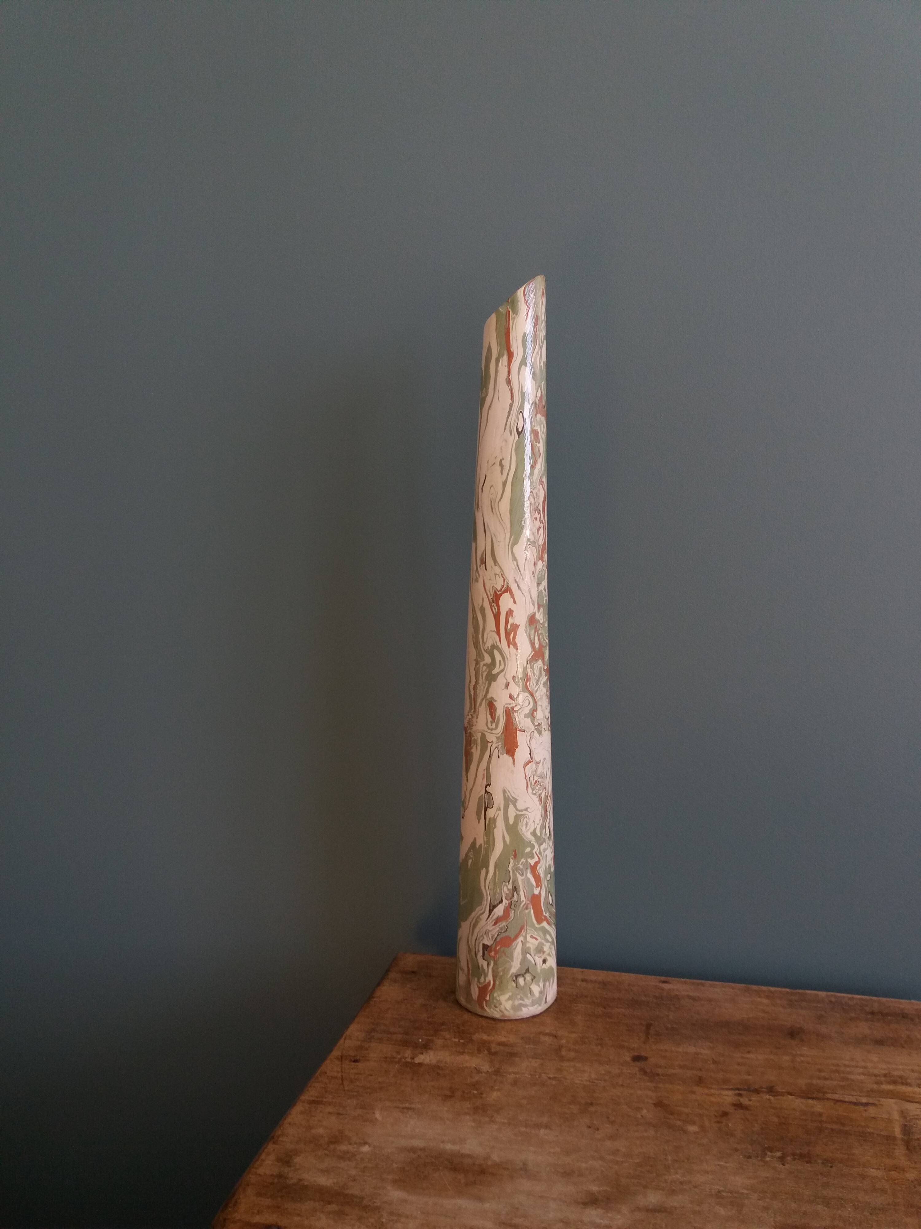 Large format marbled vase in mixed earth, Pichon style, Uzès