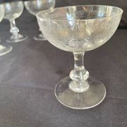 6 Art Deco crystal champagne coupes.