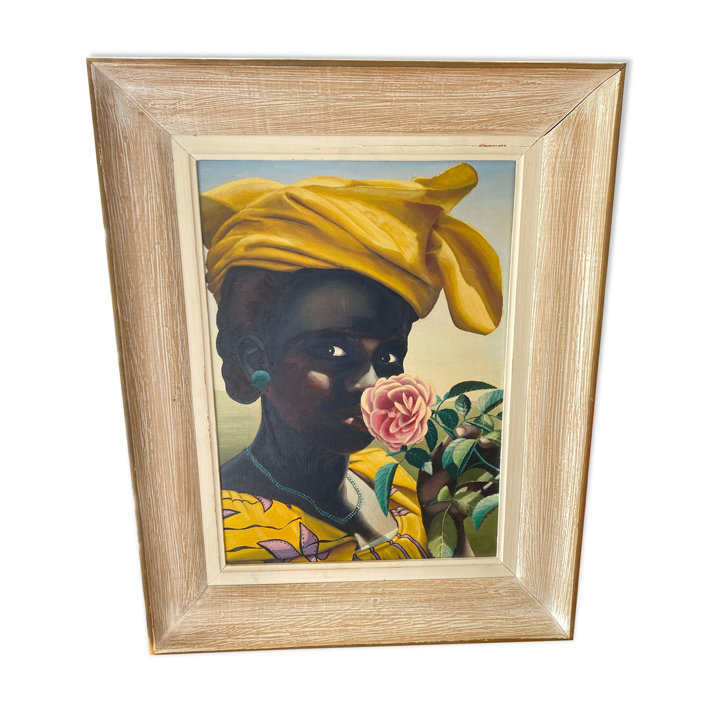 Portrait of a woman with a rose