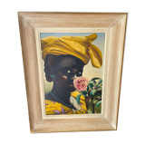 Portrait of a woman with a rose