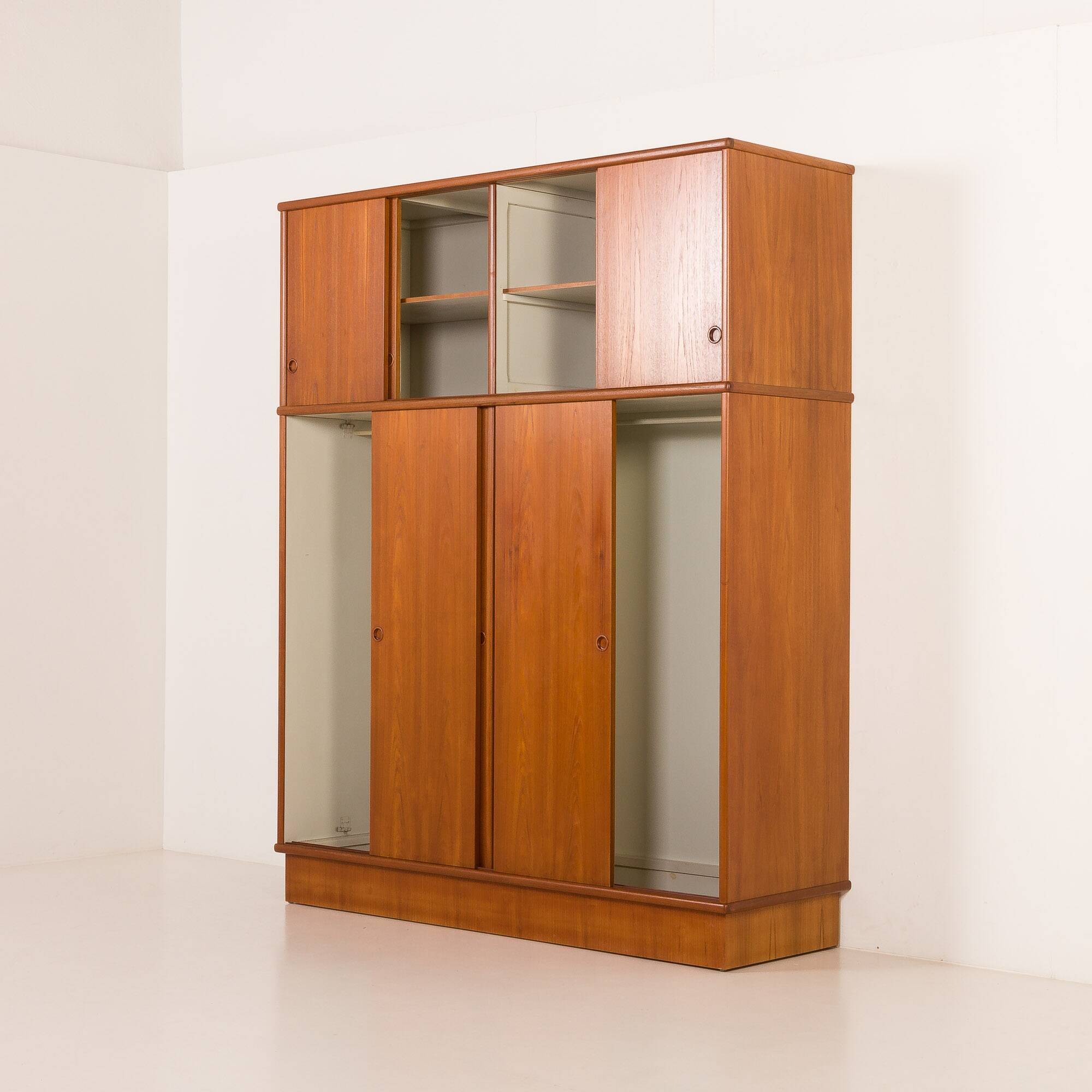 Omann Jun Extra large mid century teak wardrobe, Denmark, 1970s