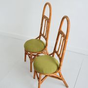 Pair of Italian high chairs in bamboo and rattan from the 1960s.