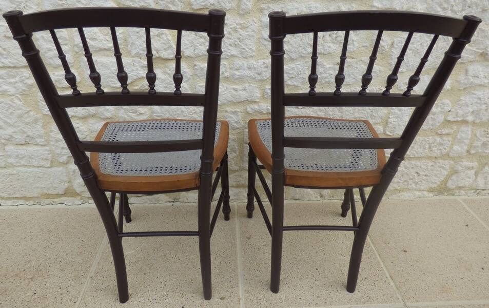 2 quality wooden caned chairs