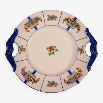 Plat à gâteau art déco signé J. L'Avergne porcelaine de Limoges