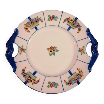 Plat à gâteau art déco signé J. L'Avergne porcelaine de Limoges